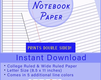 Large dominated paper Etsy graphic regarding Wide Ruled Paper Printable referred to as Vast dominated paper Etsy